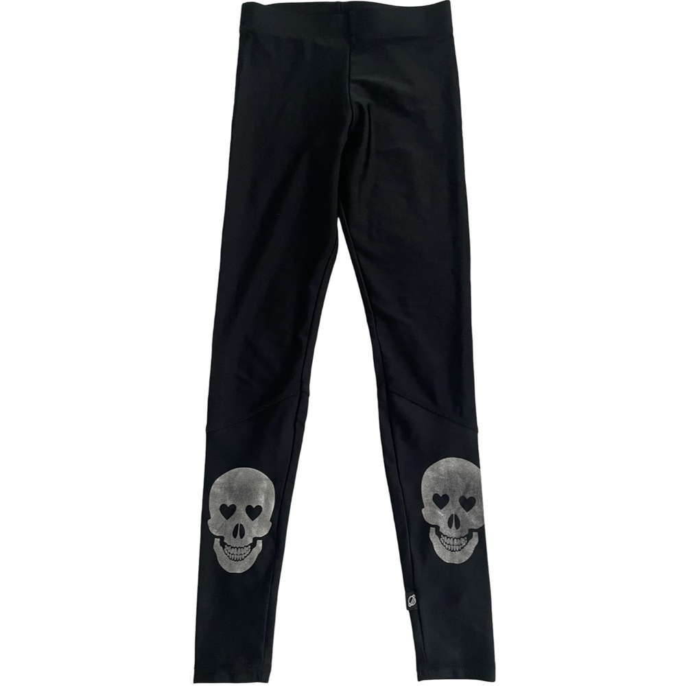 EUC Zara Terez Girls Medium Black Skull Heart Leggings